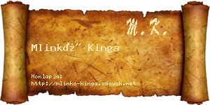 Mlinkó Kinga névjegykártya
